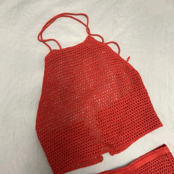 HAND KNITTED SET TOP AND SKIRT - XS - Picture 3 of 17